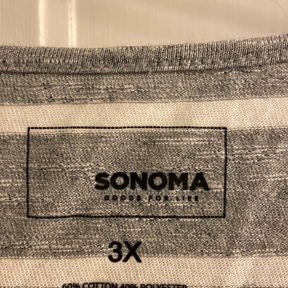 3X Sonoma Striped Cotton Blend Peplum Top - Picture 5 of 10